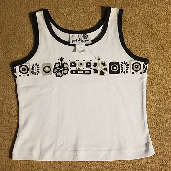 Girls Graphic Tank Top Size S White Black - Picture 1 of 3